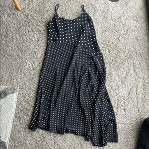 Black and White Polka Dot Midi Slip Dress